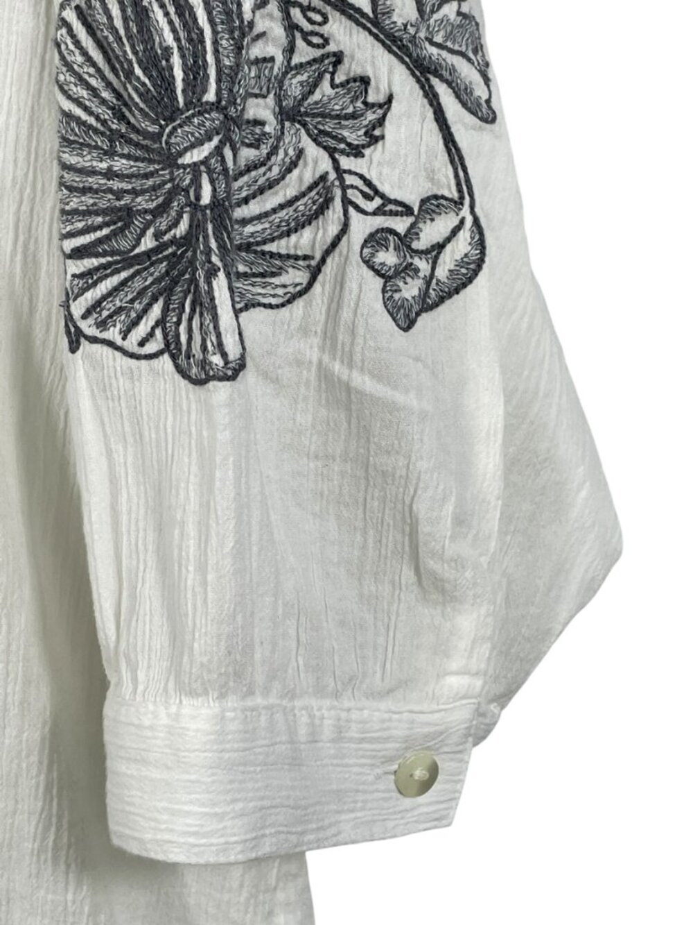 Pure Jill White Embroidered Cotton Gauze Boho Tunic Top L NWOT - Picture 7 of 11